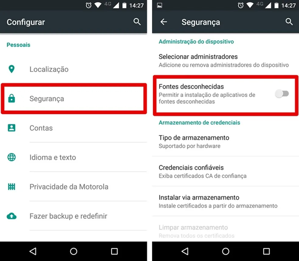 Ativando fontes desconhecidas